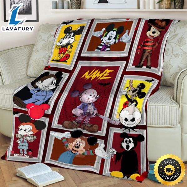 Mickey Cosplay Horror Characters Blanket Watching Blanket Halloween Movies Custom Name