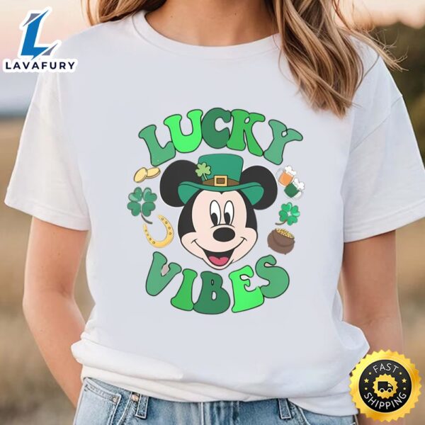 Mickey Mouse Lucky Vibes Shirt, Mickey St Patricks Day