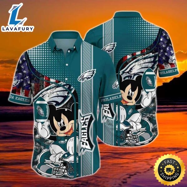 Mickey Mouse Philadelphia Eagles NFL Hawaiian Shirt Gift For Beach Trip, NFL Hawaiian Shirt