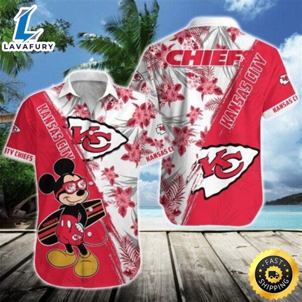 Mickey NFL Kansas City Chiefs Button Shirt Hawaiian