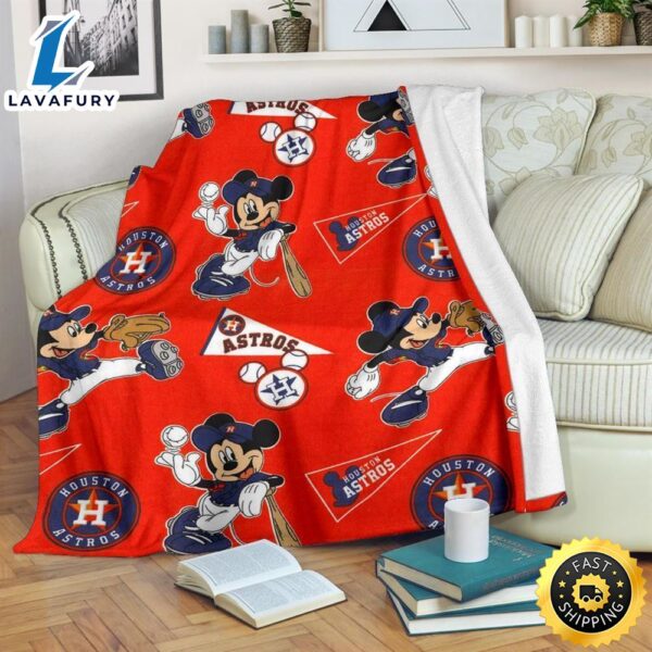 Mickey Plays Astros Fleece Blanket For Baseball  Fans