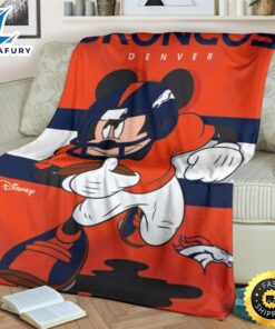 Mickey Plays Broncos Fleece Blanket For Football Fans 2