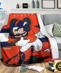 Mickey Plays Broncos Fleece Blanket For Football Fans 3