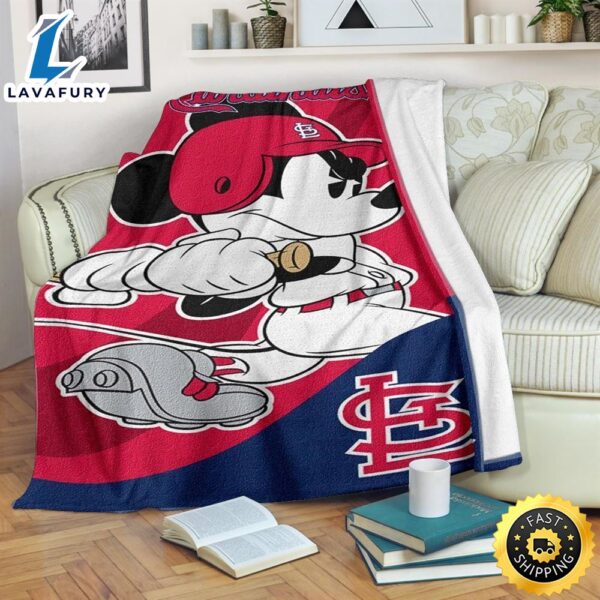 Mickey Plays Cardinals Fleece Blanket For Baseball  Fans