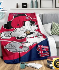 Mickey Plays Cardinals Fleece Blanket For Baseball Fans 3