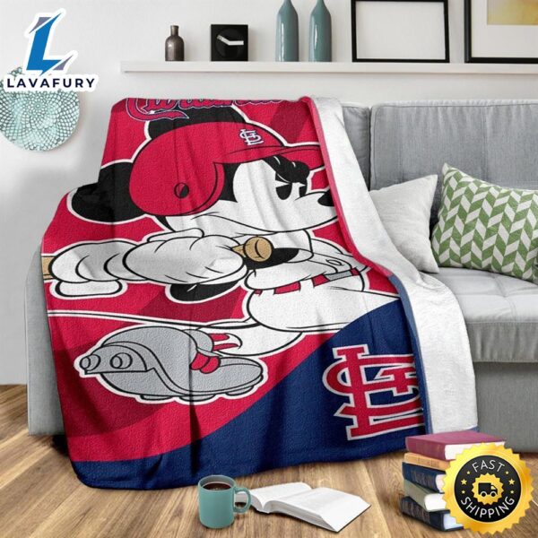 Mickey Plays Cardinals Fleece Blanket For Baseball  Fans