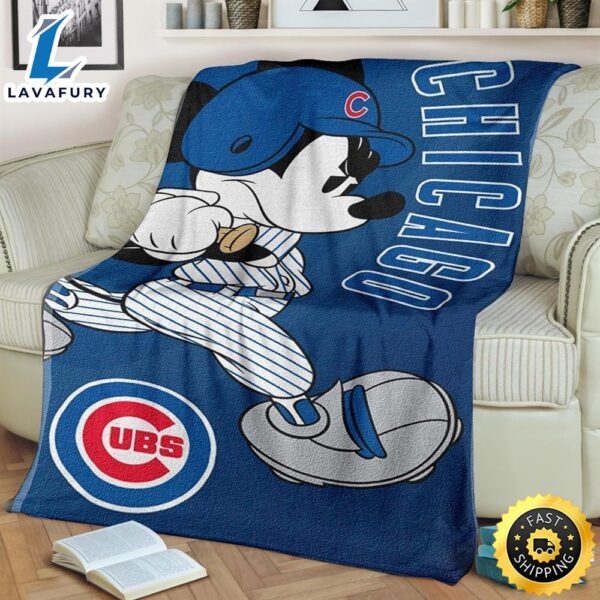 Mickey Plays Cubs Fleece Blanket For Baseball  Fans