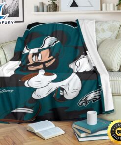 Mickey Plays Eagles Fleece Blanket For Football Fans 1