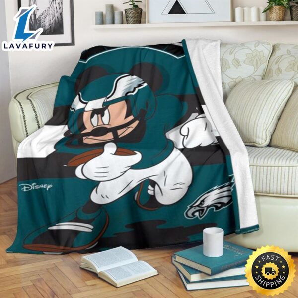Mickey Plays Eagles Fleece Blanket For Football  Fans