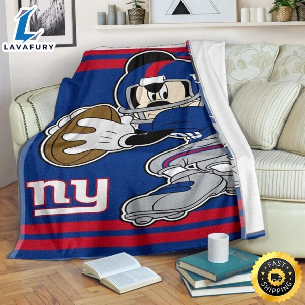 Mickey Plays Giants Fleece Blanket For Football  Fans