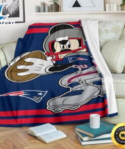 Mickey Plays Patriots Fleece Blanket For Football Fans 1