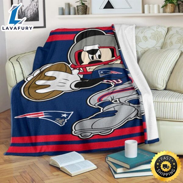 Mickey Plays Patriots Fleece Blanket For Football  Fans