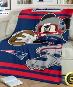 Mickey Plays Patriots Fleece Blanket For Football Fans 2