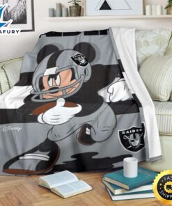Mickey Plays Raiders Fleece Blanket For Football Fans 1