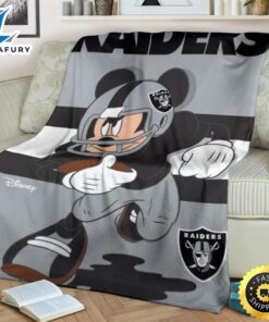 Mickey Plays Raiders Fleece Blanket For Football Fans 2