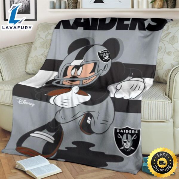 Mickey Plays Raiders Fleece Blanket For Football  Fans
