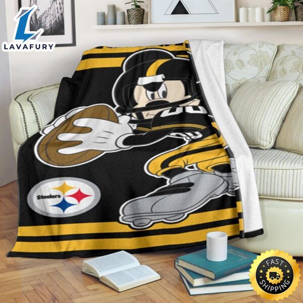 Mickey Plays Steelers Fleece Blanket For Football Fan_7462 Fans
