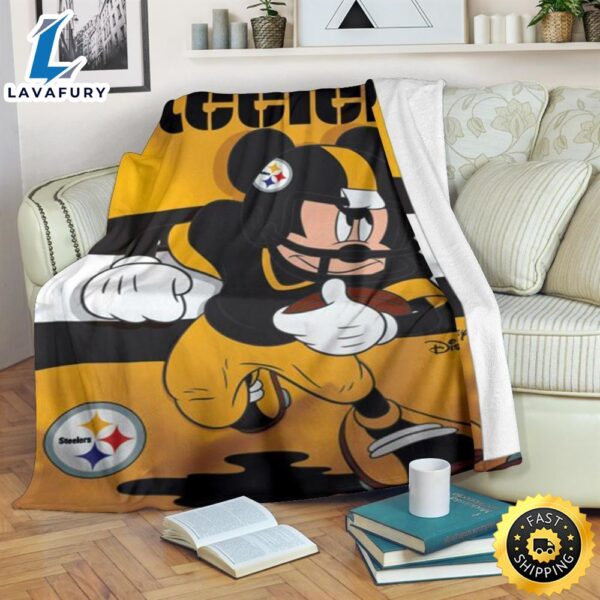 Mickey Plays Steelers Fleece Blanket For Football  Fans