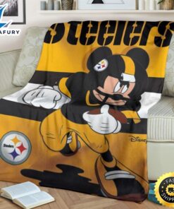 Mickey Plays Steelers Fleece Blanket For Football Fans 2