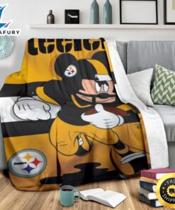 Mickey Plays Steelers Fleece Blanket For Football Fans 3