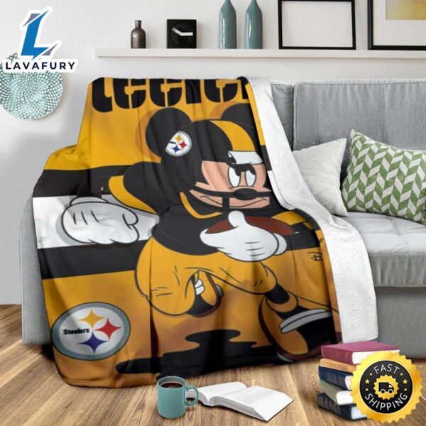 Mickey Plays Steelers Fleece Blanket For Football  Fans
