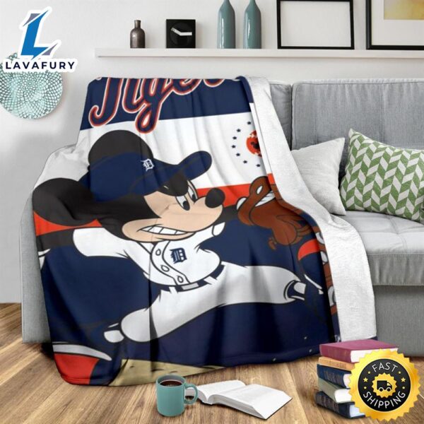 Mickey Plays Tigers Fleece Blanket For Baseball  Fans