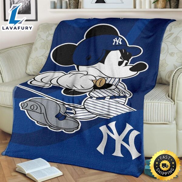 Mickey Plays Yankees Fleece Blanket For Baseball  Fans