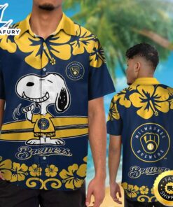 Milwaukee Brewers Snoopy Hawaiian Shirt