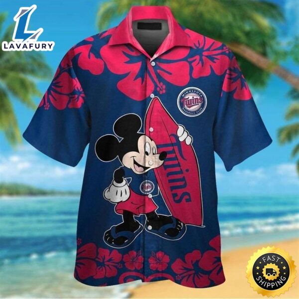 Minnesota Twins Mickey Mouse Button Up Tropical Aloha Shirts, Twins Hawaiian Shirt