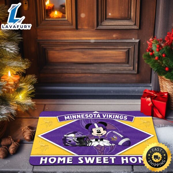 Minnesota Vikings Doormat Sport Team And Mickey Mouse NFL Doormat