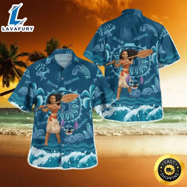 Moana And Stitch Tropical Hawaiian Shirt