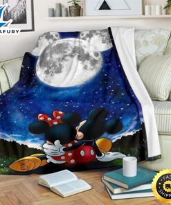 Moonlight Mickey And Minnie Fleece Blanket For Bedding Decor Fans 1