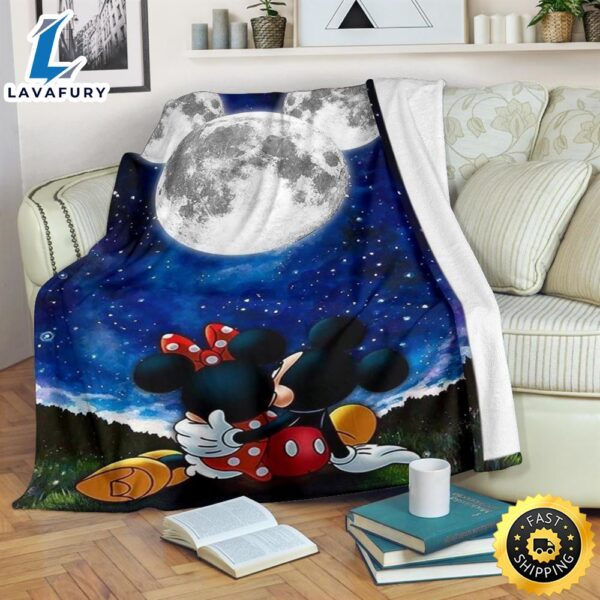 Moonlight Mickey And Minnie Fleece Blanket For Bedding Decor  Fans