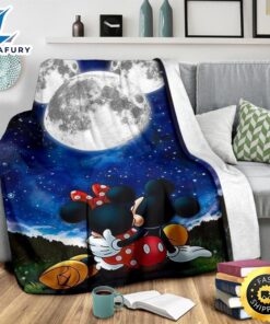 Moonlight Mickey And Minnie Fleece Blanket For Bedding Decor Fans 3