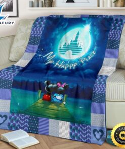 My Happy Place Fleece Blanket Mickey Minnie Fans 2