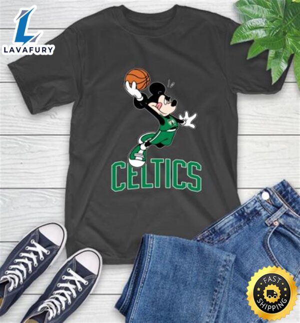NBA Basketball Boston Celtics Cheerful Mickey Mouse Shirt