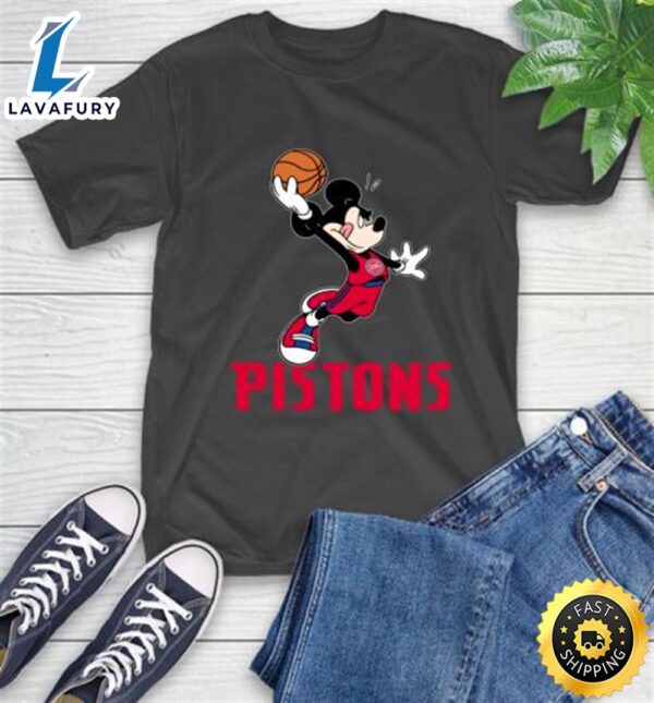 NBA Basketball Detroit Pistons Cheerful Mickey Mouse Shirt
