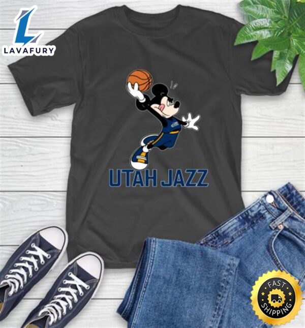 NBA Basketball Utah Jazz Cheerful Mickey Mouse Shirt