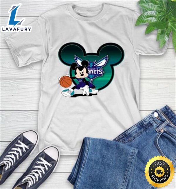 NBA Charlotte Hornets Mickey Mouse Disney Basketball T-Shirt