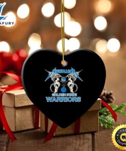 NBA Golden State Warriors Logo Black Metallica Heart Shaped Ornament