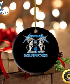 NBA Golden State Warriors Logo Black Metallica Round Ornament