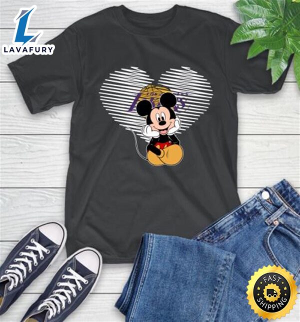 NBA Los Angeles Lakers The Heart Mickey Mouse Disney Basketball T-Shirt