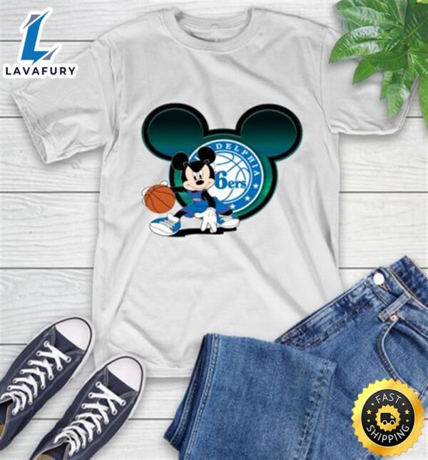 NBA Philadelphia 76ers Mickey Mouse Disney Basketball T-Shirt