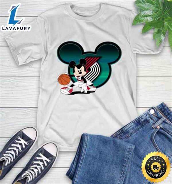 NBA Portland Trail Blazers Mickey Mouse Disney Basketball T-Shirt