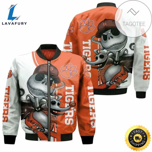 NCAA Clemson Tigers Jack Skellington And Zero Bomber Jacket