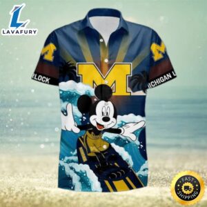 NCAA Disney Mickey Mouse Michigan Wolverines Hawaiian Shirt