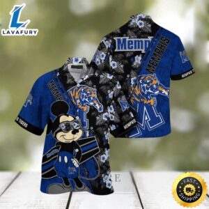 NCAA Memphis Tigers Hawaiian Shirt Mickey And Floral Pattern
