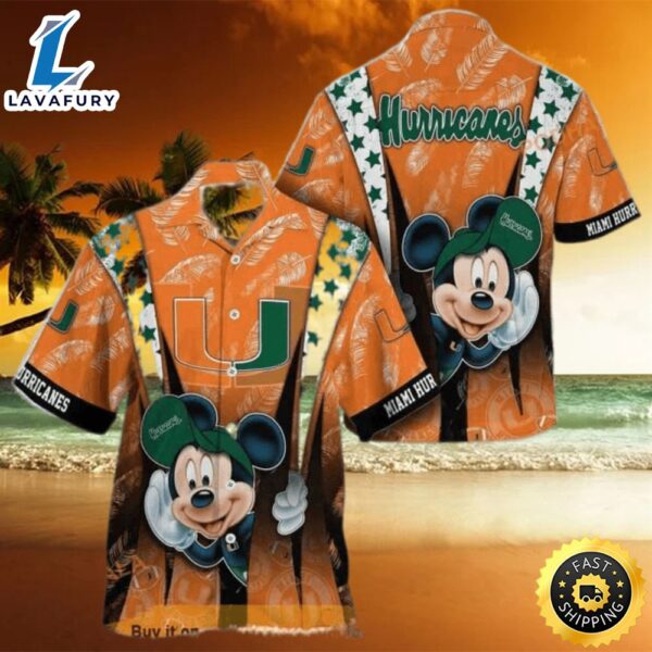 NCAA Miami Hurricanes Hawaiian Shirt Mickey Mouse Disney Summer Gift