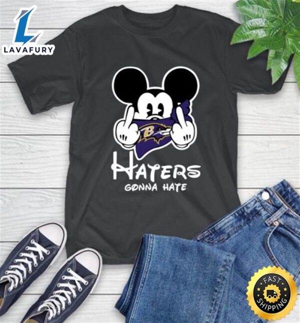 NFL Baltimore Ravens Haters Gonna Hate Mickey Mouse Disney Football T Shirt