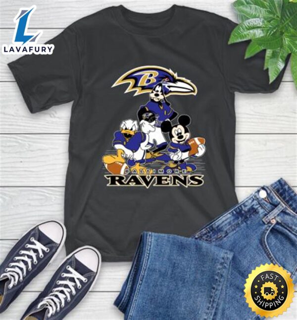 NFL Baltimore Ravens Mickey Mouse Donald Duck Goofy Football Shirt